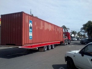 Dial-a-Tow picked up this shipping container from its depot for interstate transport to Sydney