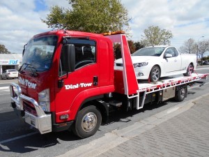 A tradesman's UTE being picked up in country South Australia to be towed to Adelaide