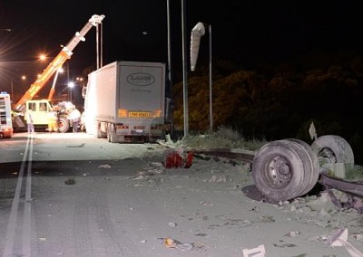 The Dial-a-Tow team in action at another crash site offering emergency towing services in the night
