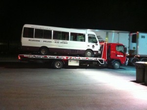 Towing a tourist bus which broke down on its way to Adelaide from ALice Springs